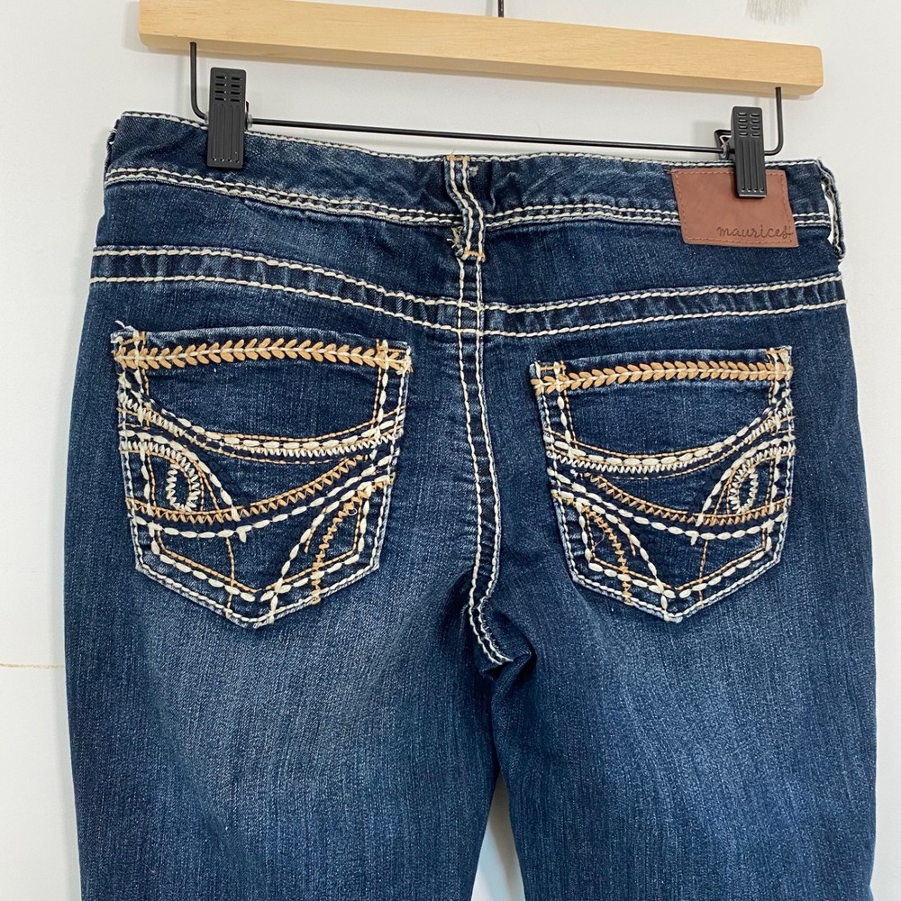 Maurices Womens Y2K Straight Leg Jeans Size 3/4 Short Dark Wash Low Rise Stretch - Picture 5 of 12